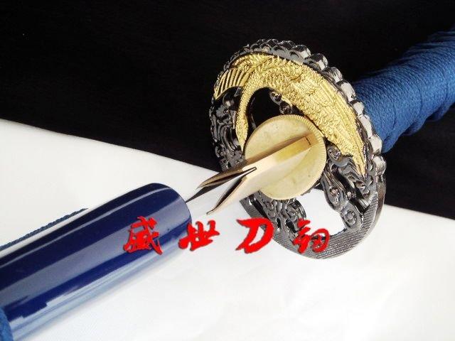 Handmade Japanese Golden Swan Tsuba Katana Sword Sharpened Blade Can Cut Bamboo
