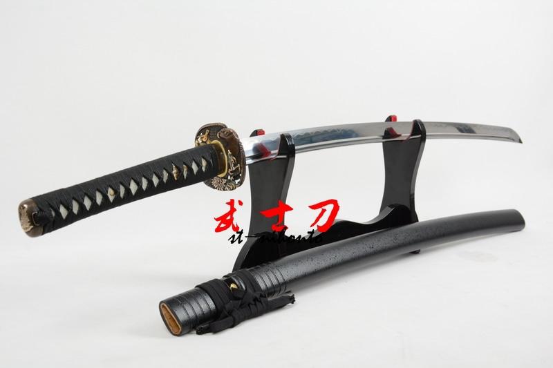 Handmade Japanese Samurai Katana Clay Tempered Sanmai Blade Full Tang Sword Edgle Tsuba