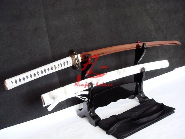 Battle Ready Japanese Samurai Katana Tiger Tsuba Katana Sword White Sheath Sharpened