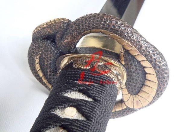 Clay Tempered 1095 Steel Blade Katana Snake Tsuba Razor Sharp