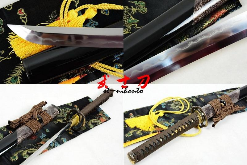 Hand Forged Clay Tempered Kobuse Blade Japanese Musashi Katana Sword Shark Skin Saya