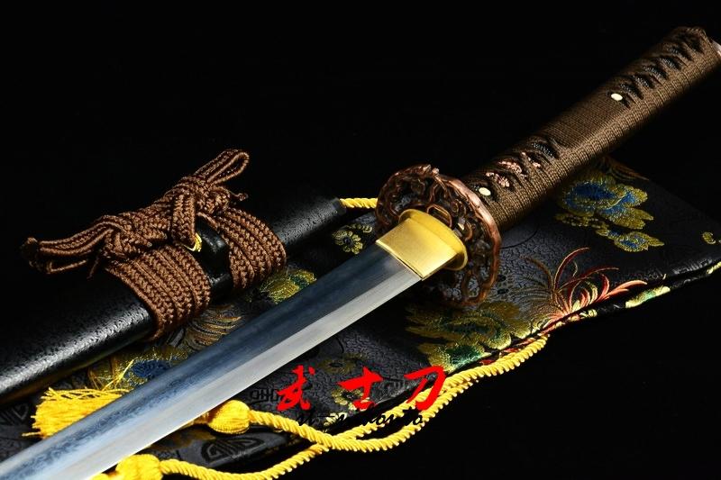 Hand Forged Folded Steel Full Tang Blade Japanese Black Samurai Katana Plum Blossom Tsuba Sword
