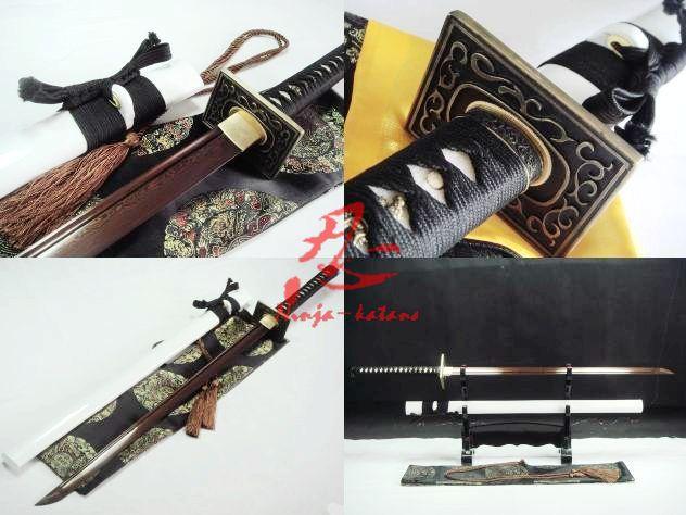 Hand Forged White Japanese Ninja Katana Sword Folded Steel Blade Sharpened Sword