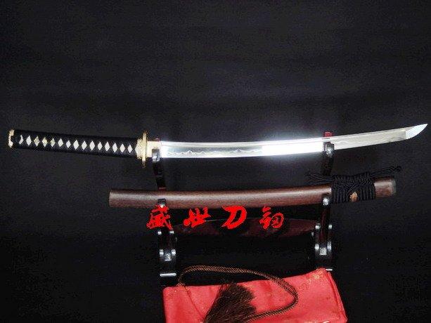 32.3"Clay Tempered T-10 Steel Japanese Wakizashi Sword Brass Crane Tsuba Sharpened Edge
